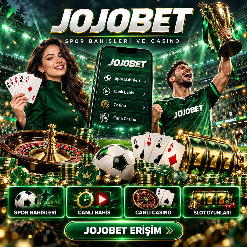 Jojobet görseli: stadyumda spor bahisleri, canlı casino ve slot